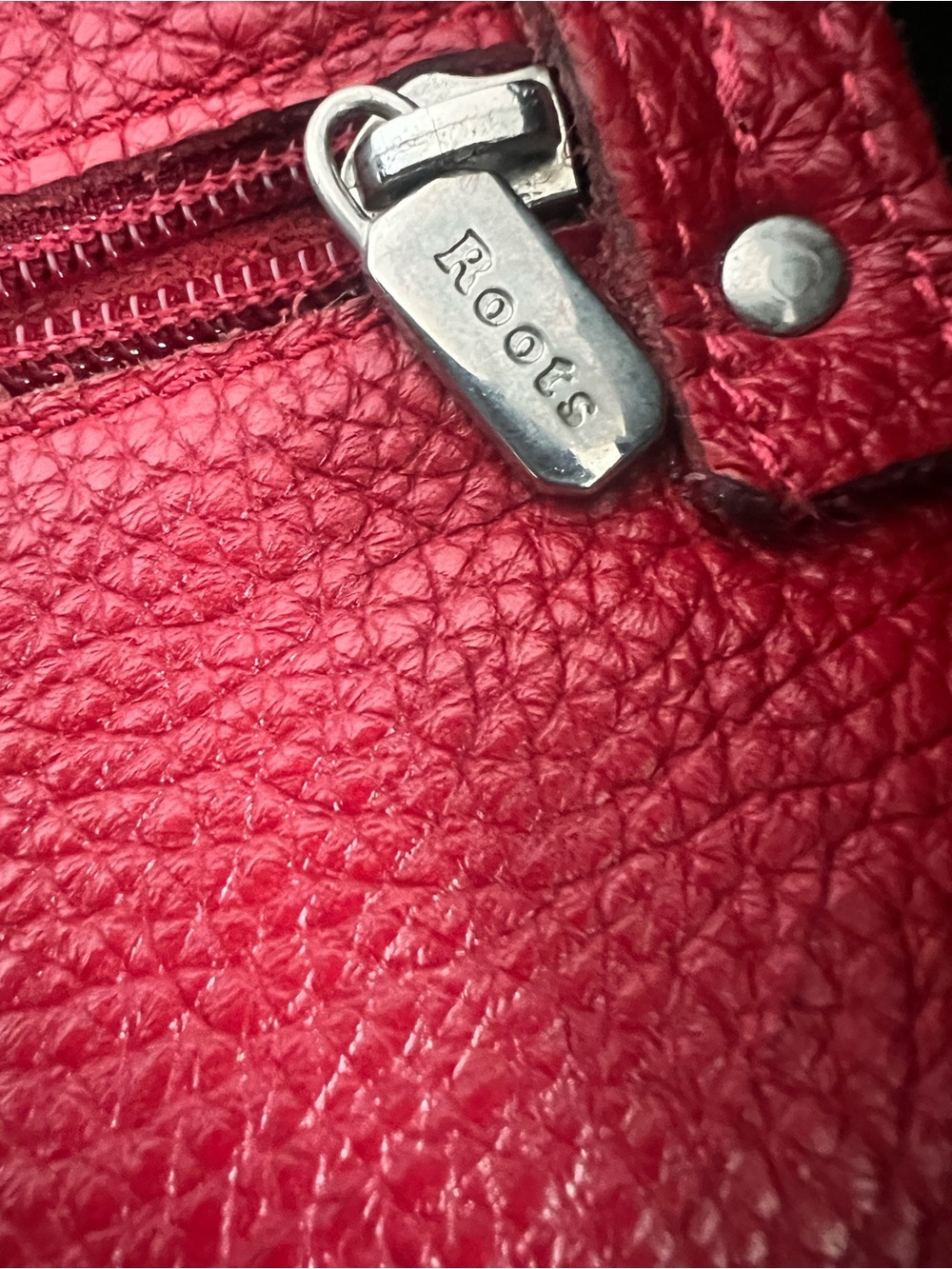 Roots Black Leather Tote with Red Straps - Picture 3 of 5